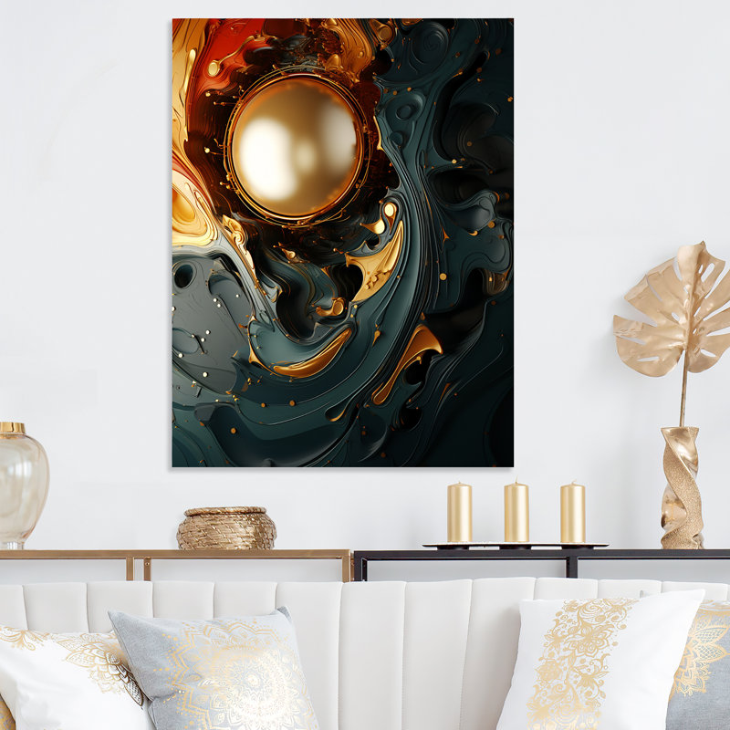 Encre liquide rouge et noire Abstraction II - encre liquide, art mural abstrait en métal, H 40 po x l 30 po x P 1,5 po