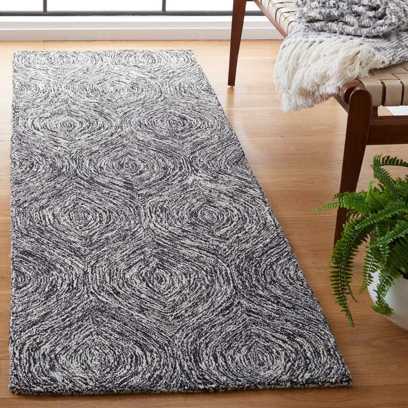 Tapis noir Vedika, Tapis de couloir 2 pi 3 po x 7 pi