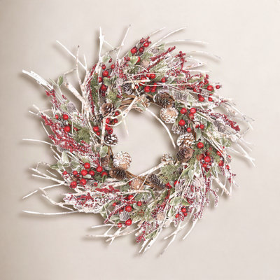26" Handcrafted Berry, Pine Christmas Wreath