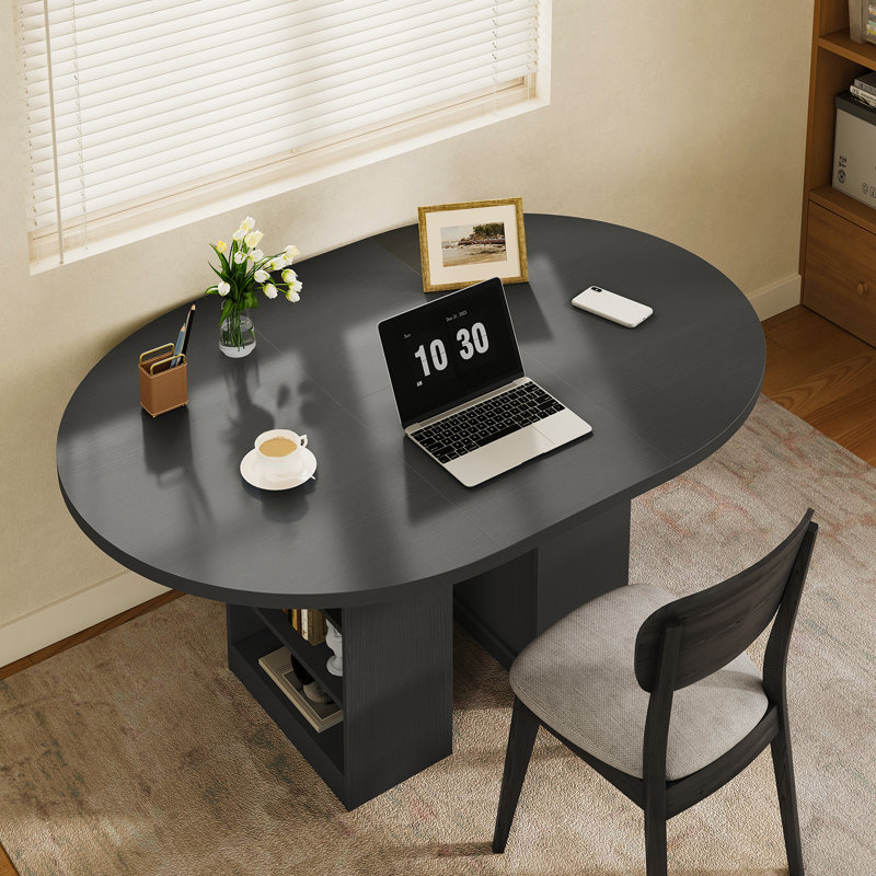 Table de salle à manger extensible 4-8 avec tables de rangement à 3 niveaux, Noir