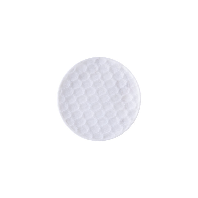 Plateau rond moyen en marbre blanc, H 1 po x l 6 po x P 6 po