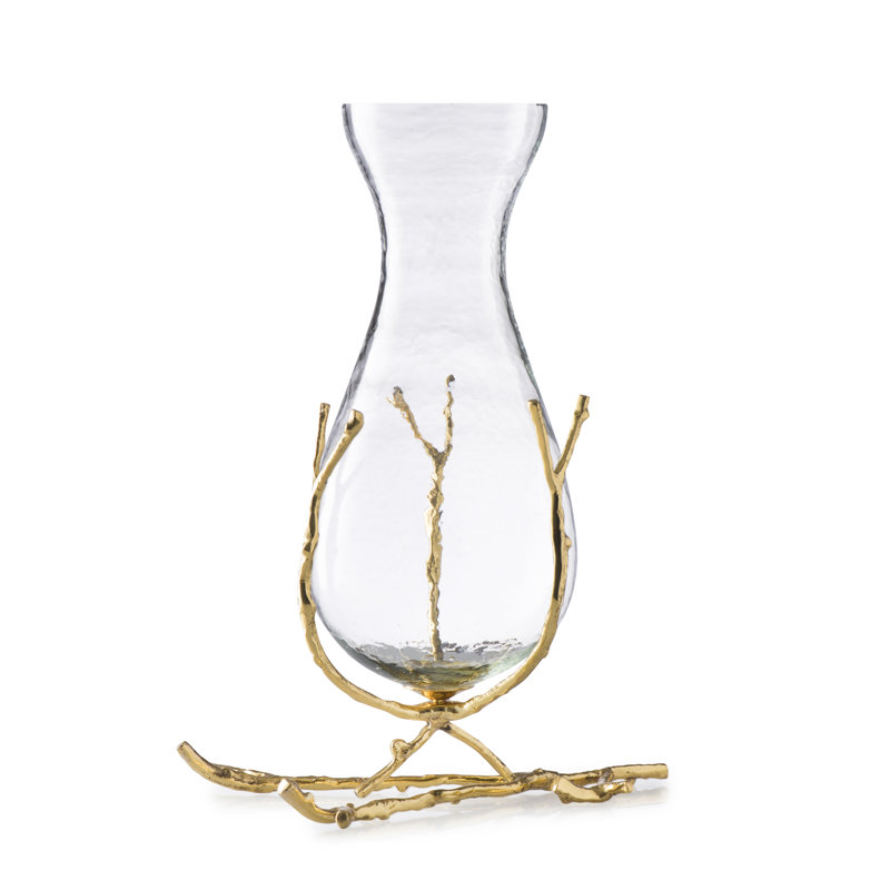 Elegant Gold Twig Base Glass Table Vase