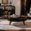 Table basse ronde 39,37 "avec espace de rangement, convenant au salon et au bureau, brun-1088283424-1088283425