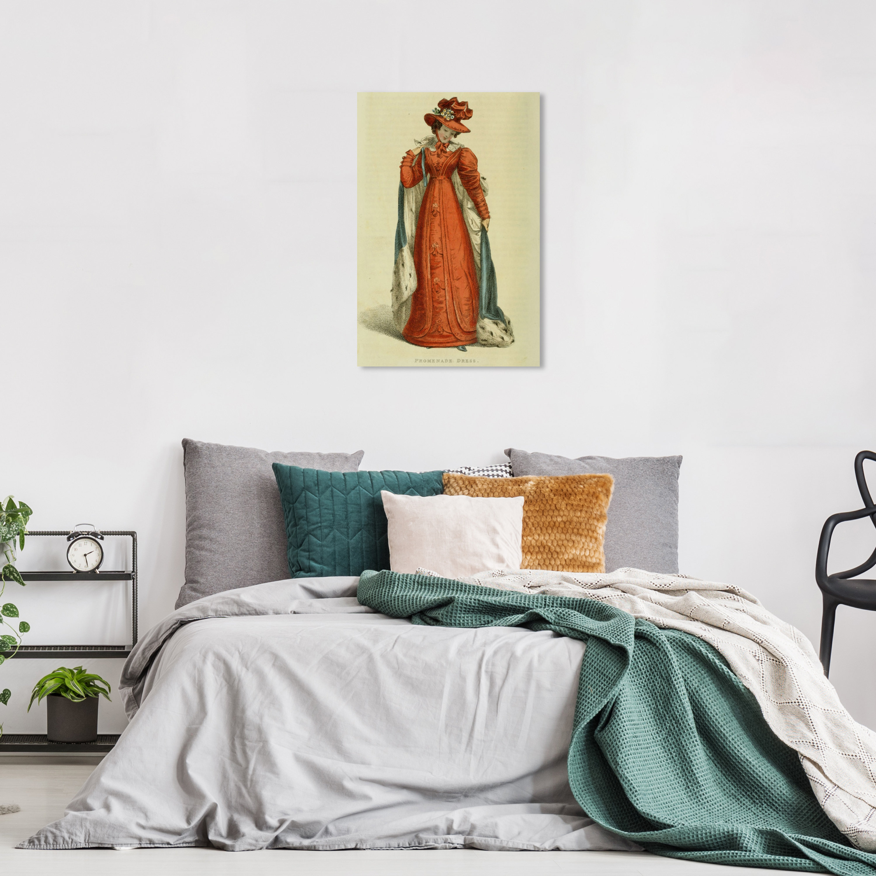 Wynwood Studio Fashion and Glam Traditional - Dark Orange Promenade Dress Wall  Art for Home Decor