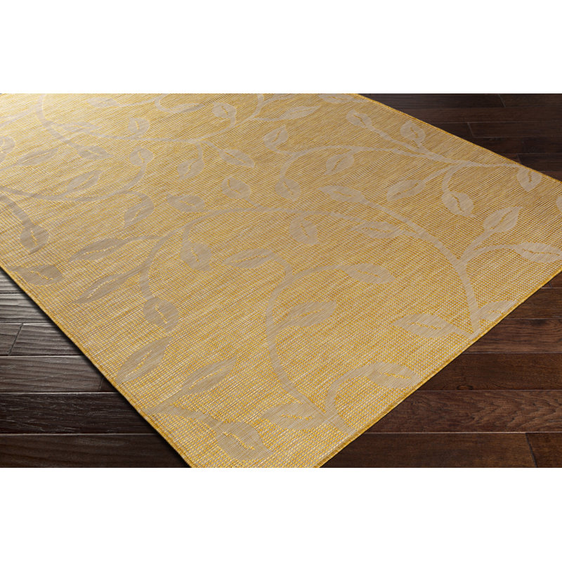 Tapis jaune à motif floral Brimberry, Rectangle 2 pi 7 po x 4 pi