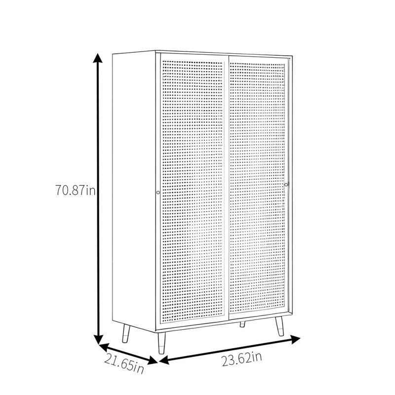Petite armoire simple de couleur unie, H 70,87 po x l 23,62 po x P 21,65 po, Cerisier