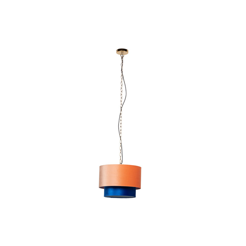 1 - Light Drum Pendant, Cobalt Blue/Orange