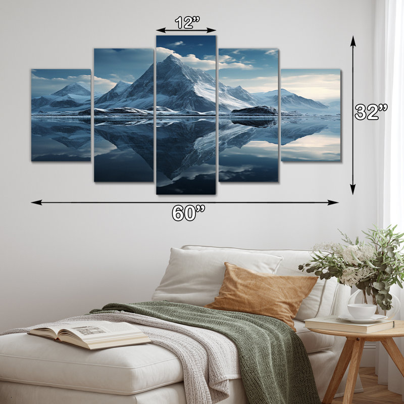 «Teal Iceberg Frozen Symphony», impression d'art sur toile - 5 panneaux