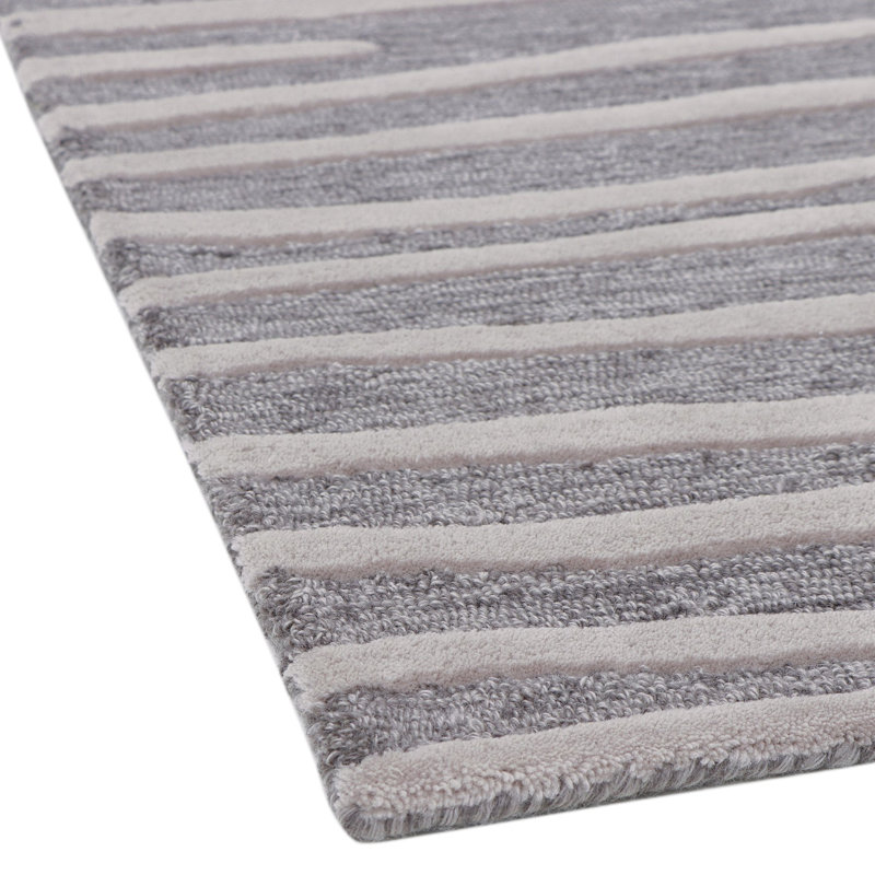 Abstract Area Rug in Gray/Ivory, Rectangle 9' x 12'