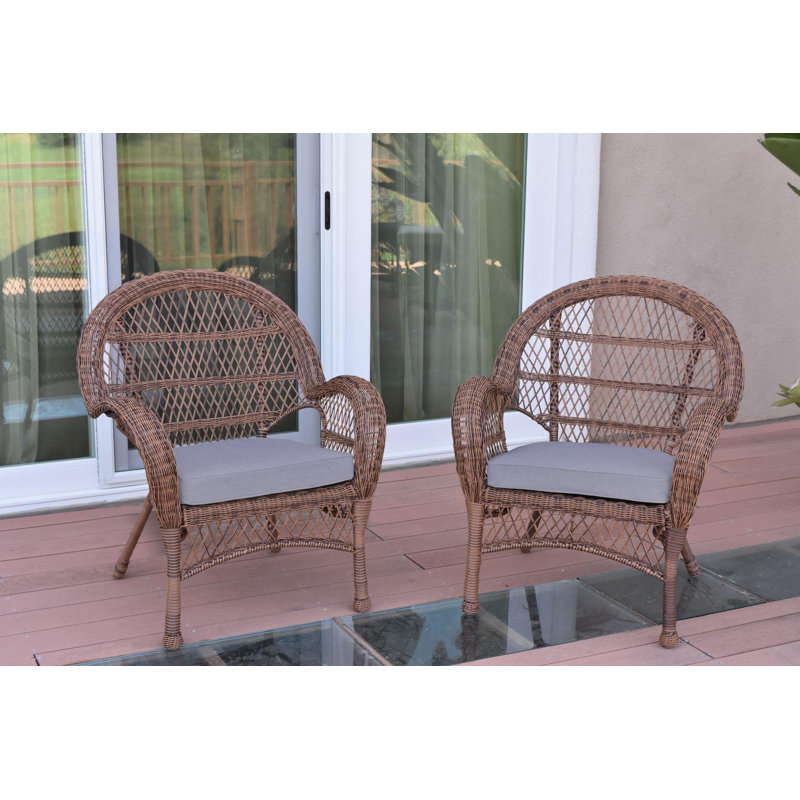Chaise de patio avec coussins Maltby, Miel, Bleu acier