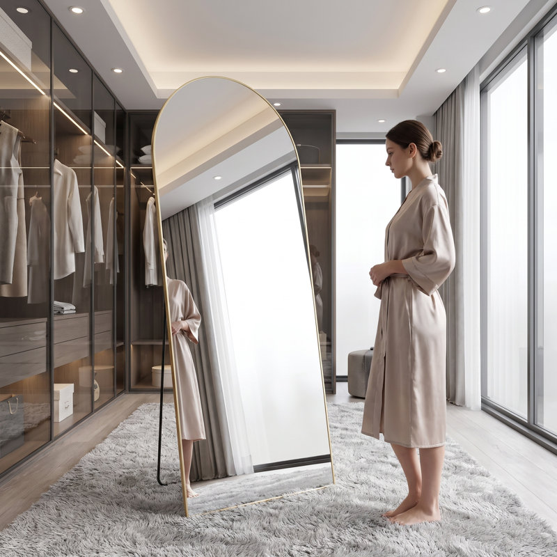 Miroir de plancher pleine longueur en aluminium, 19''×58'', Doré