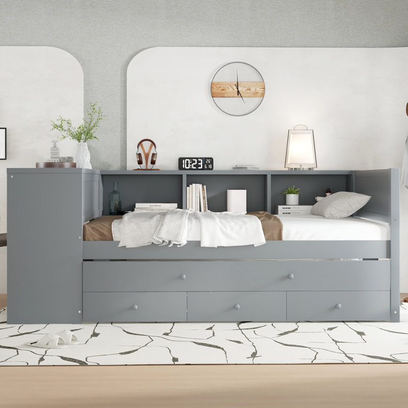 Lit de jour avec couchette, Grey, Lit simple