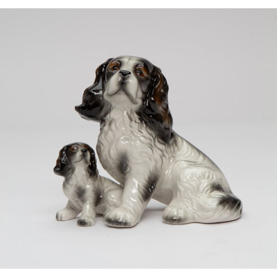 Cocker Spaniel Mom And Puppy Figurine- 5 1/4"H