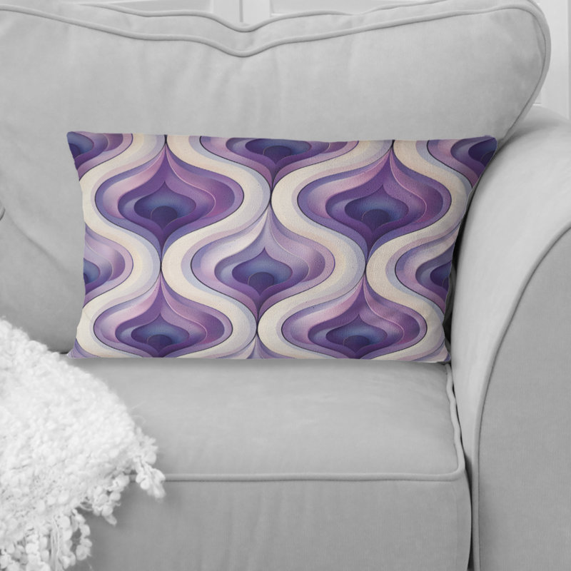 Coussin lombaire mauve et beige à motif de quadrilobe élégant