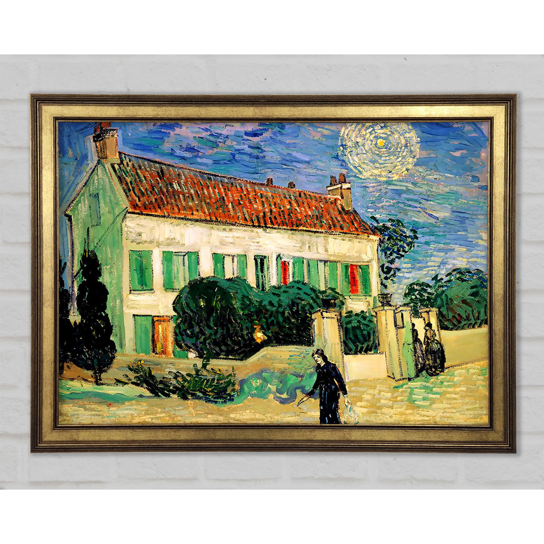 Van Gogh Weißes Haus bei Nacht Gerahmter Druck