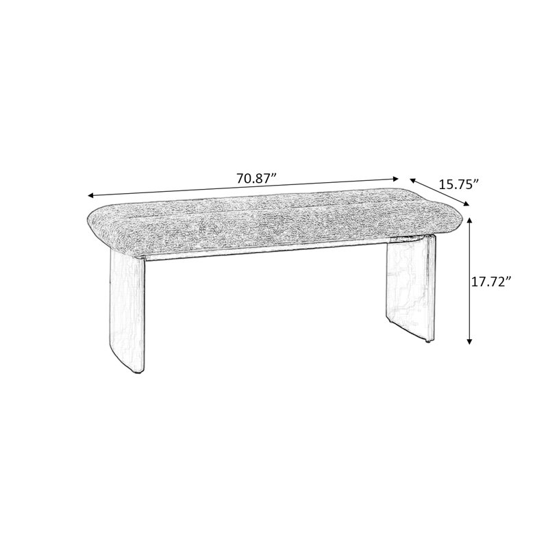Banc rembourré vert en bois massif, H 17,72 po x l 70,87 po x P 15,75 po