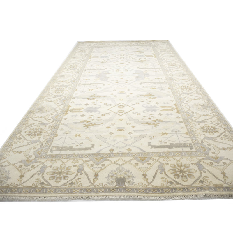Tapis oriental fait à la main à motif floral Oushak 10 x 20