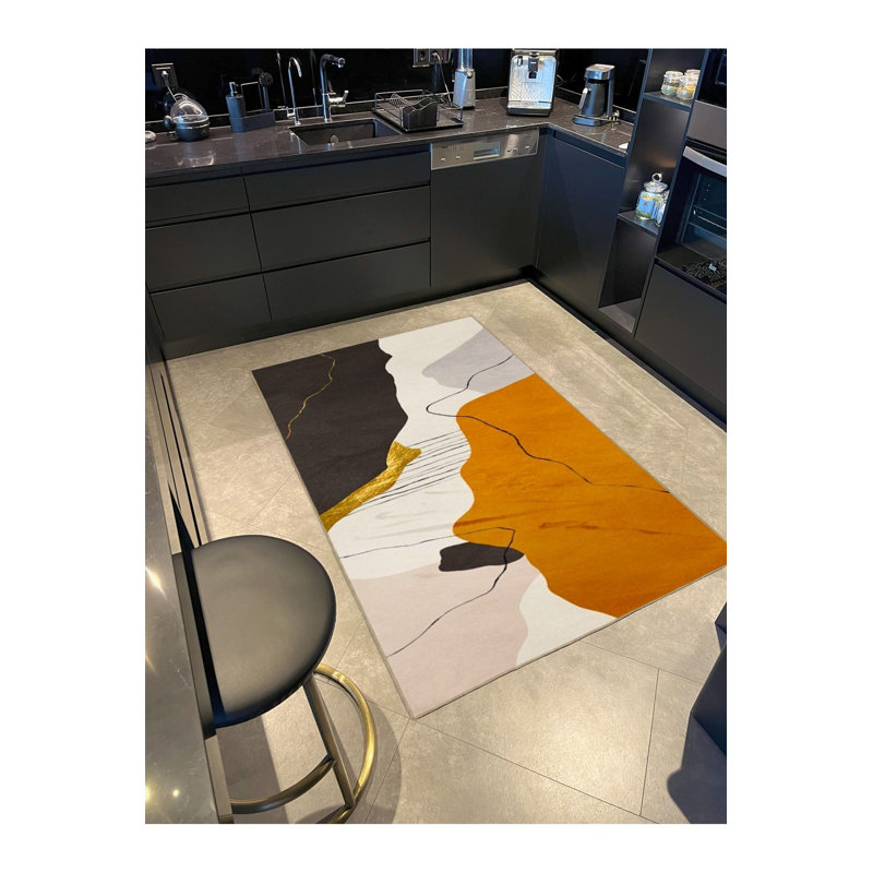 Tapis noir lavable à motifs, Sous-tapis carré 3 pi 3 po inclus
