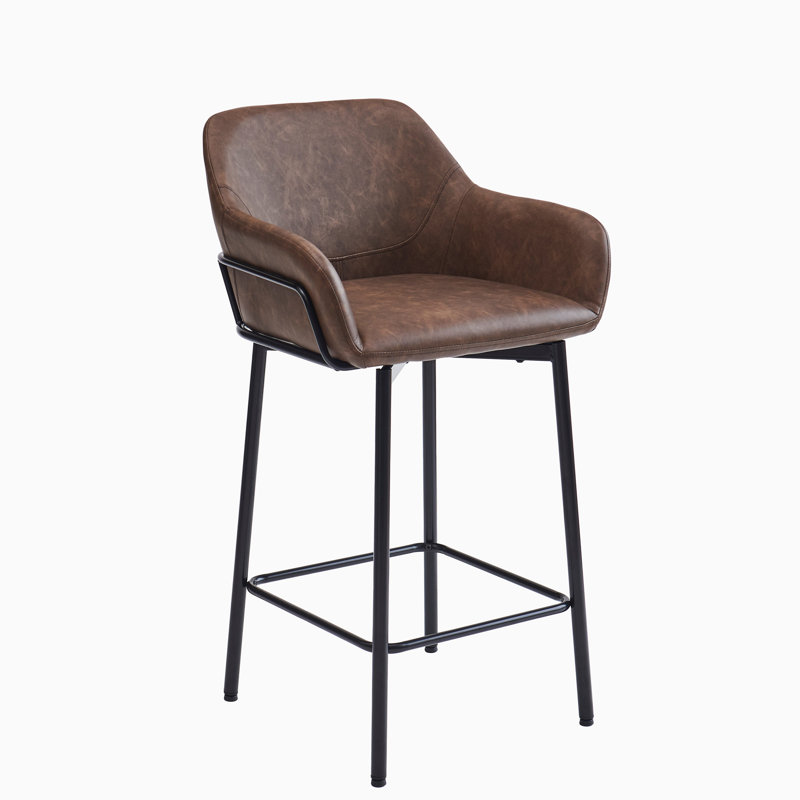 Counter Stool with Metal Frame, Brown