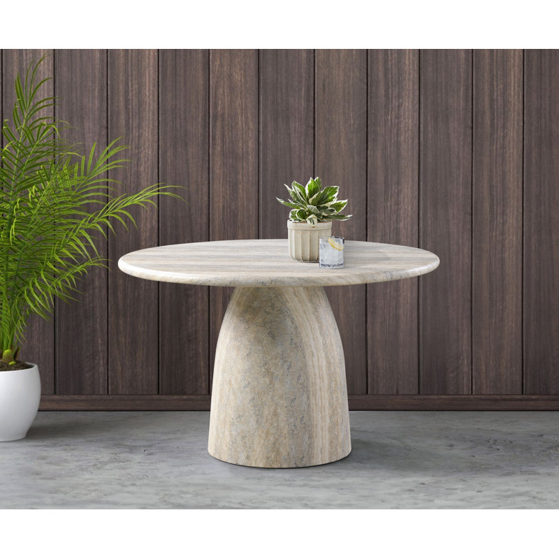 Table de salle à manger C béton, 76 cm (H) x 123 cm (L) x 123 cm (P), Travertin