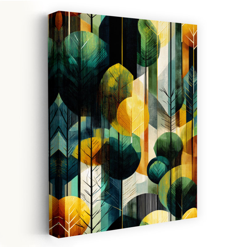 «Vibrant Abstract Forest», art géométrique coloré d'automne, H 36 po x l 24 po