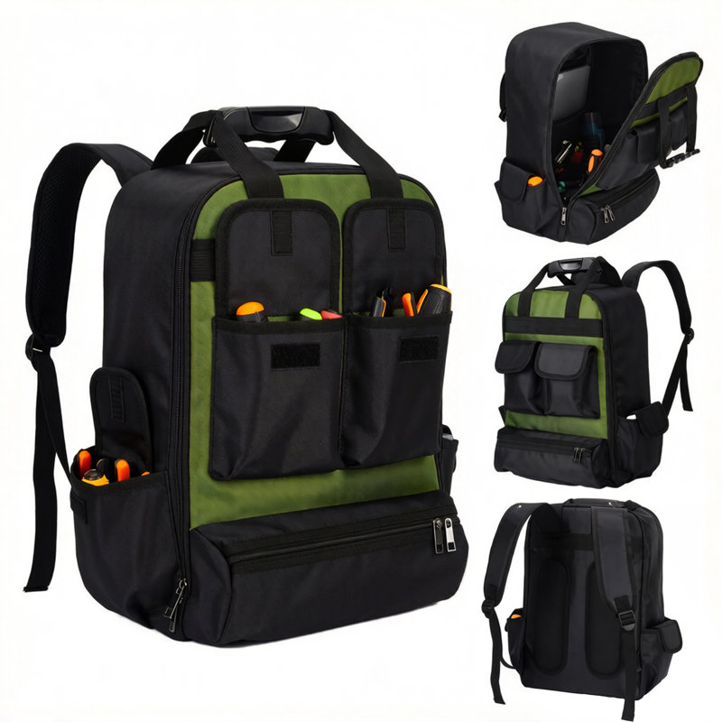 Sac à dos porte-outils Orizer robuste de 18 po - Sac à outils étanche, fond rigide moulé, poches multiples et compartiment pour ordinateur portable - Bretelles ergonomiques pour électriciens, mécaniciens et techniciens de CVC
