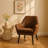 Ringwold Mid-Century Modern Accent Armchair with Aged Fabric Upholstery, Solid Wood Legs-1672461610