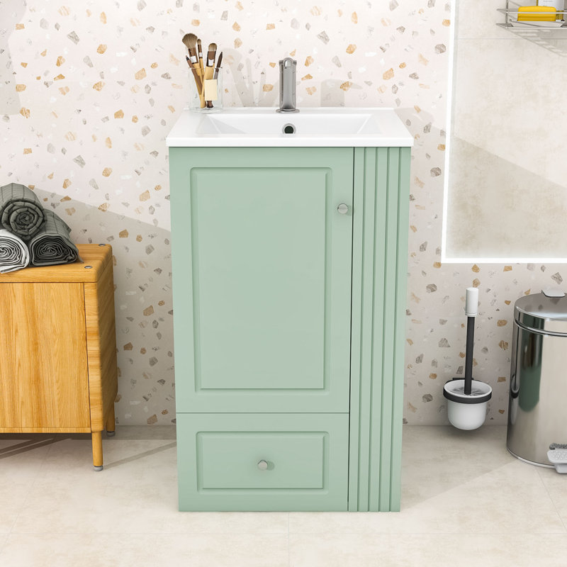 Meuble-lavabo moderne avec armoire, lavabo de qualité supérieure et rangement fonctionnel, Vert