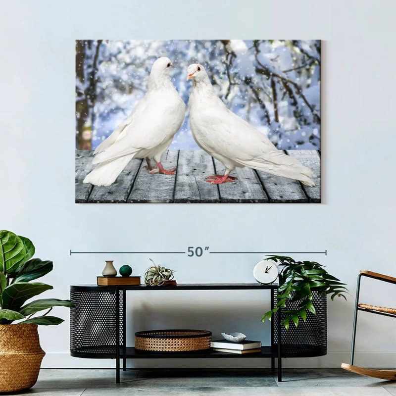 Brampt White Winter Doves, 32" H x 48" W