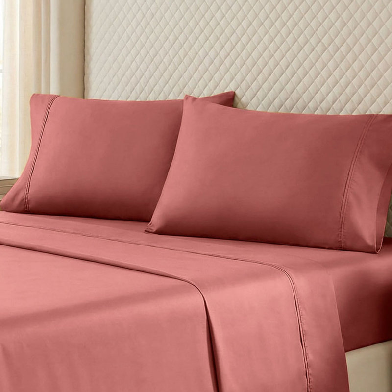 Edmont Certified Egyptian Cotton 530 Thread Count Solid Pillowcase, King, Blush