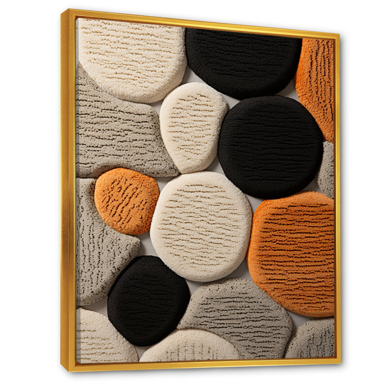 Carreaux de laine art déco andins, Cadre flottant doré, H 44 po x l 34 po x P 1,5 po