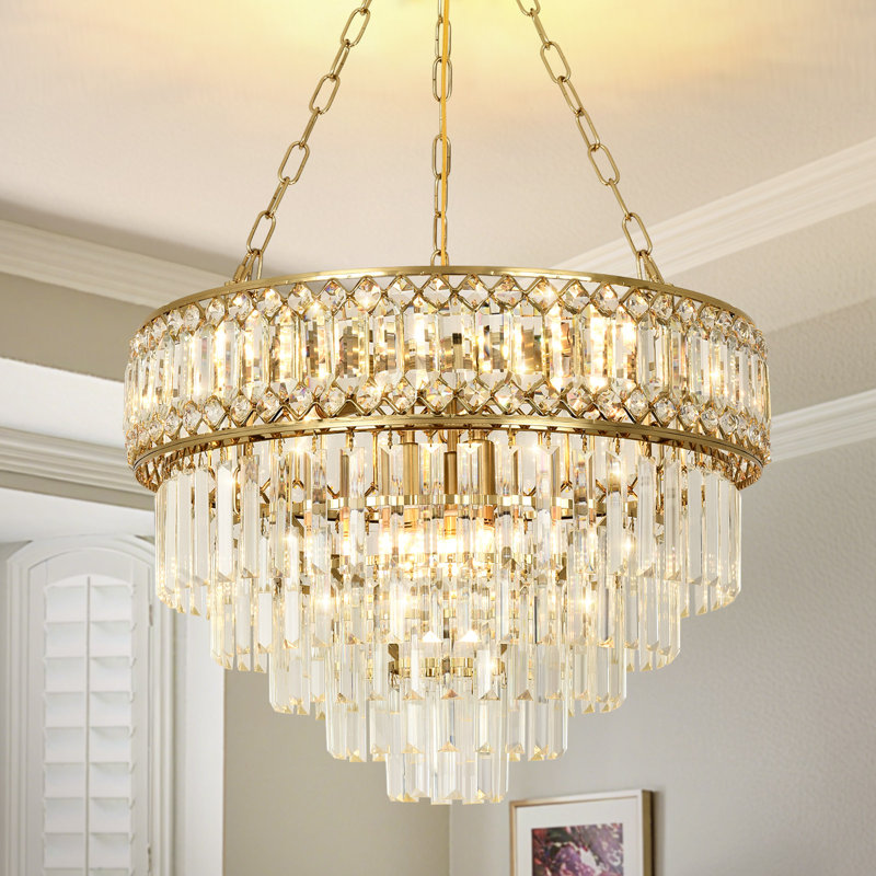 Jazmari Tiered Chandelier, 15.7" H x 21.6" W x 21.6" D, 11 Lights, Gold