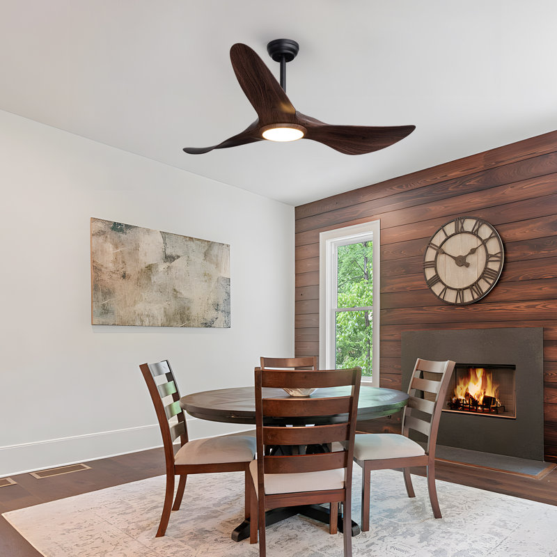 52” 3 - Blade Farmhouse LED Ceiling Fan with Dimmable Light and Remote
