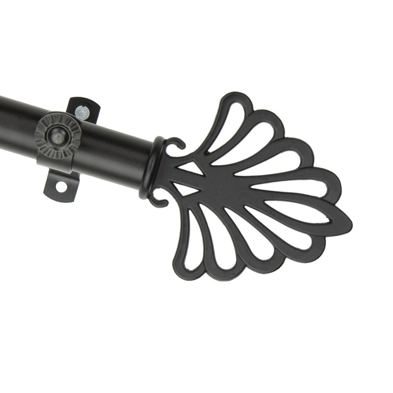 Tringle à rideaux simple à baie vitrée ajustable de 0,81 po à 0,81 po Jaylene, Noir, 18 po à 28 po (chaque côté)
