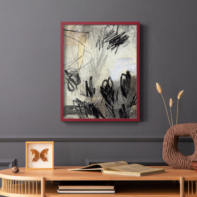«Masked Notes IV», reproduction encadrée - bois massif, Rouge, H 10 po x l 8 po