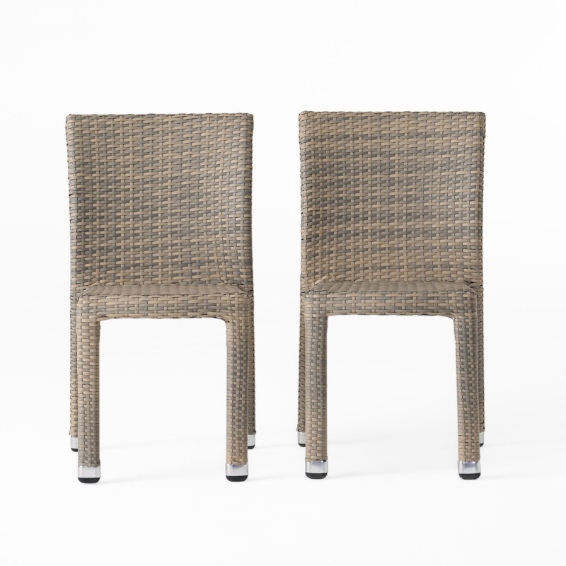 Takhiya Stacking Patio Dining Side Chairs, Chateau Gray
