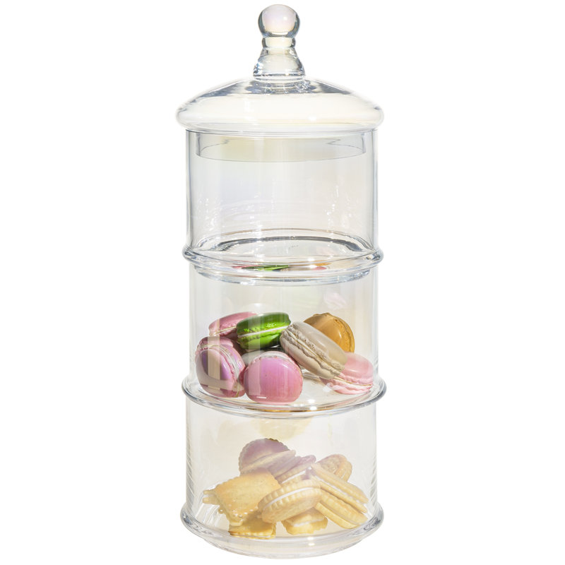 7393 ml 3 Tier Stacking Apothecary Jar, Multicolor