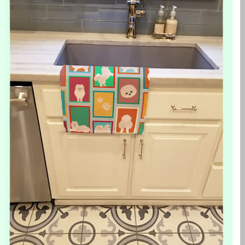 Pomeranian Bliss: Versatile White Kitchen & Bath Towels