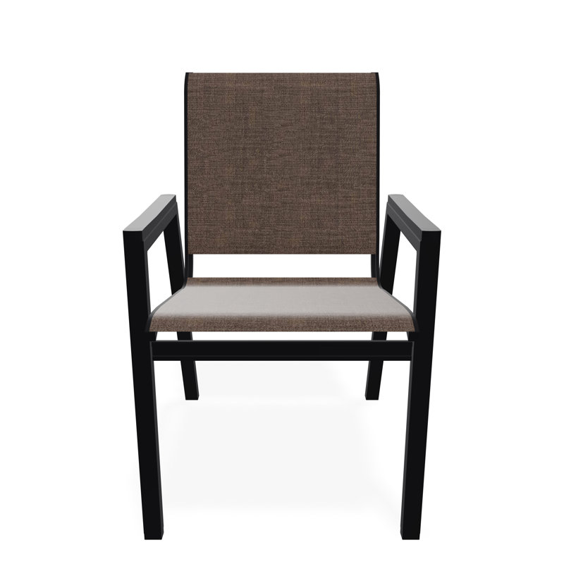 Bazza Outdoor Dining Chair, Black, Mocha Sunbrella®