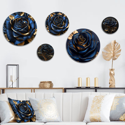 Ensemble de 5 décorations murales Gilded Rose In Kings Blue I