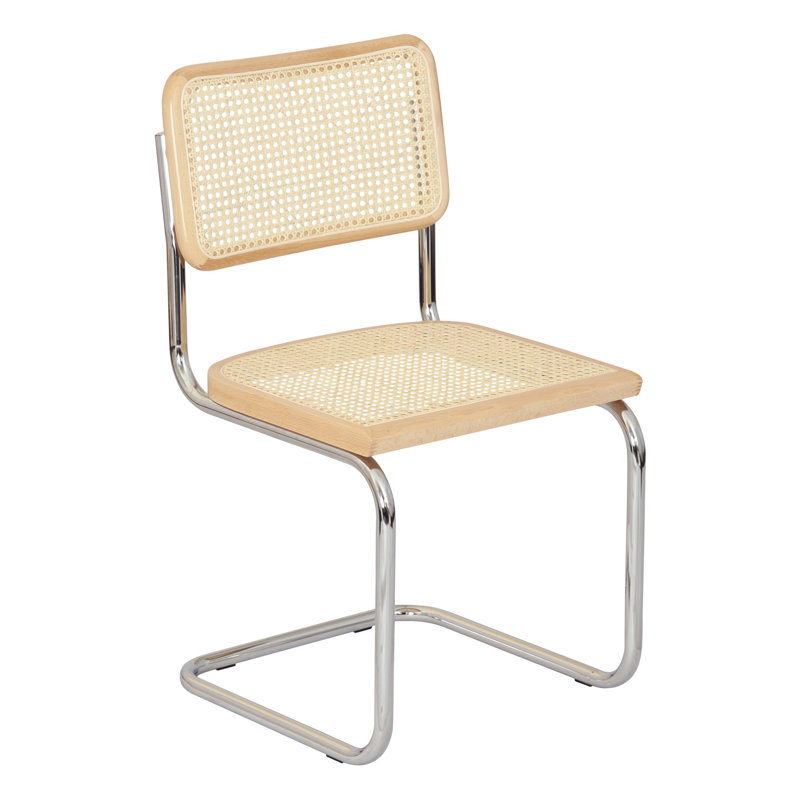 Marcel Breuer Cesca Cane Cantilever Dining Side Chair, Natural/Chrome