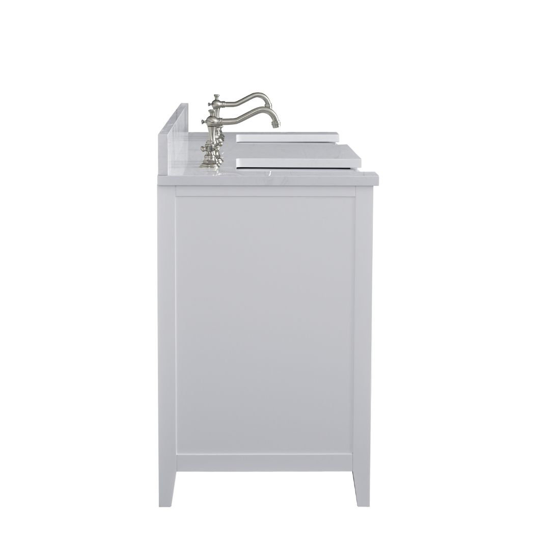 Aisa 72" Pine Double Bathroom Vanity, White/Brushed Nickel