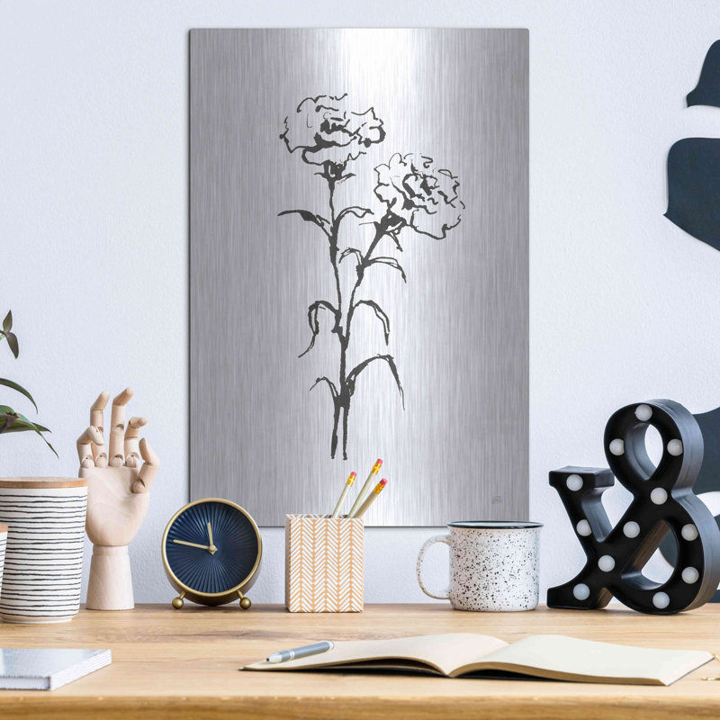 Lark Manor ™ «Line Carnation II» par Chris Paschke, art mural en métal, H 16 po x l 12 po
