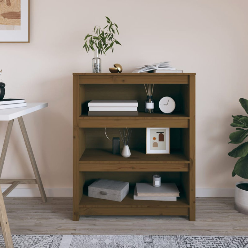 Kylisia 97cm H Solid Wood Standard Bookcase, 97cm H x 80cm W x 35cm D, Honey Brown