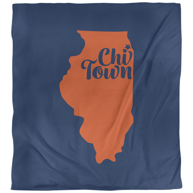  Housse de couette simple Chi Town, Polyester brossé, Housse de couette simple TG, Marine / Brun