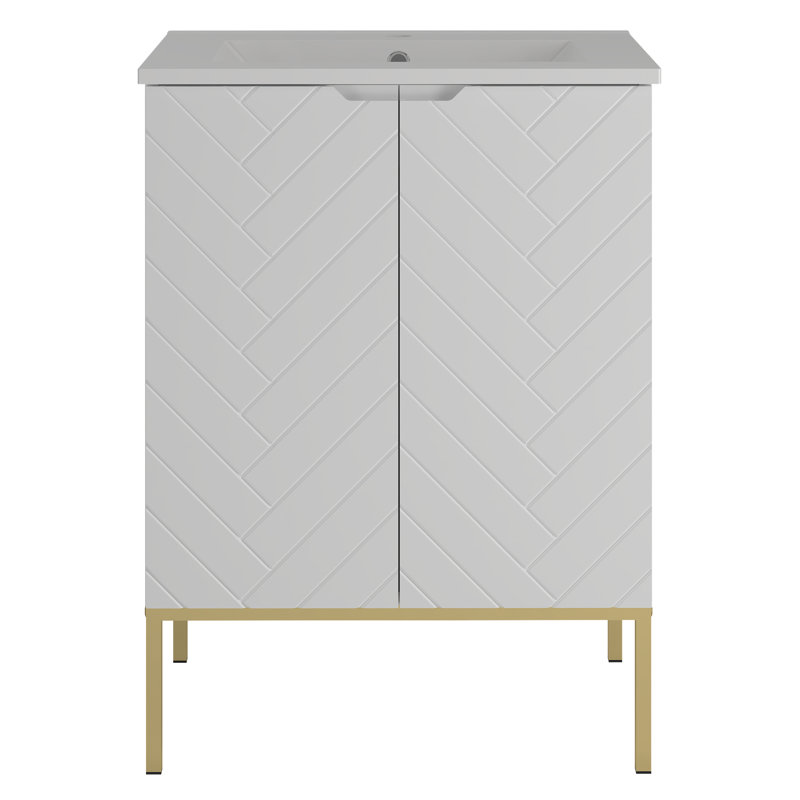 Anyssia Frame Mounted Bathroom Storage, White/Natural