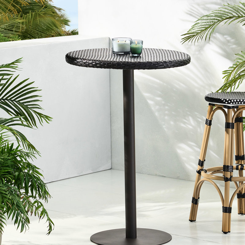 Table de bar extérieure, ronde de 26 po - construction en fer, fabriquée à la main pour le soutien des PE, jardins