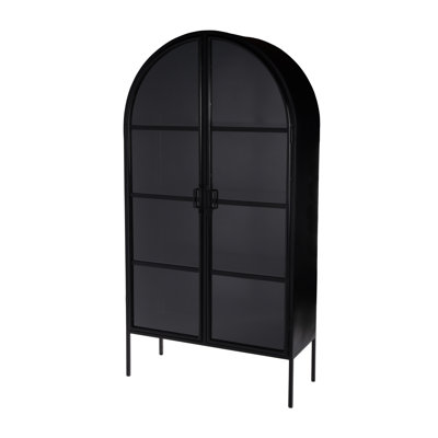 Azalia 77 in. H Iron and Glass Accent 2 Door Storage Cabinet