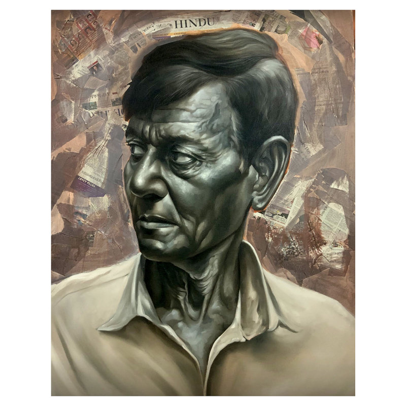«The Stranger», peinture de Mk Goyal | Technique mixte sur toile