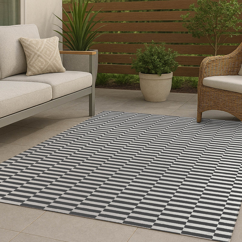 Off Stripe Non-Slip Outdoor Rug, Rectangle 4' x 6'